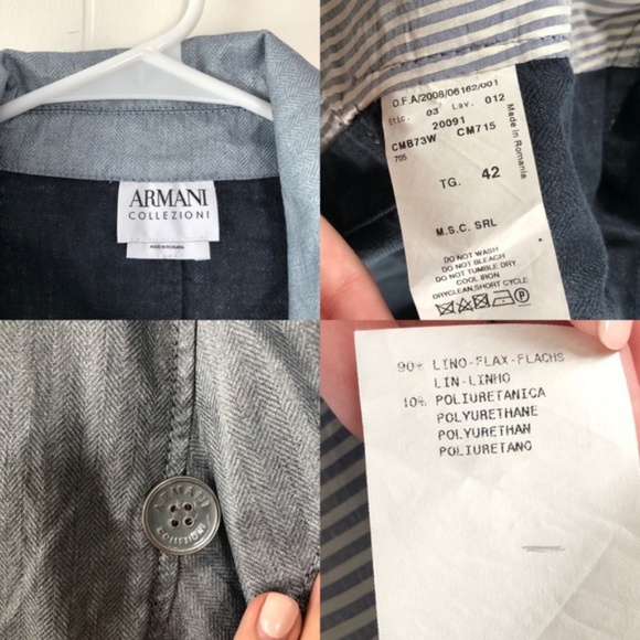 Armani Collezioni Blue Ruffled Trim Blazer - Picture 6 of 6